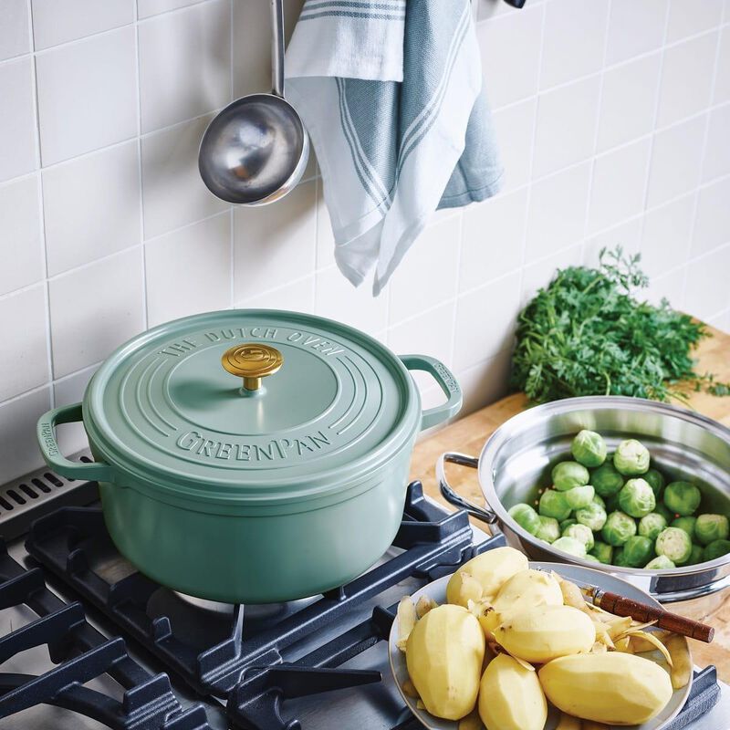 GreenPan Featherweights Casserole With Lid 24cm/ 4.20L  Smokey Blue image number 3